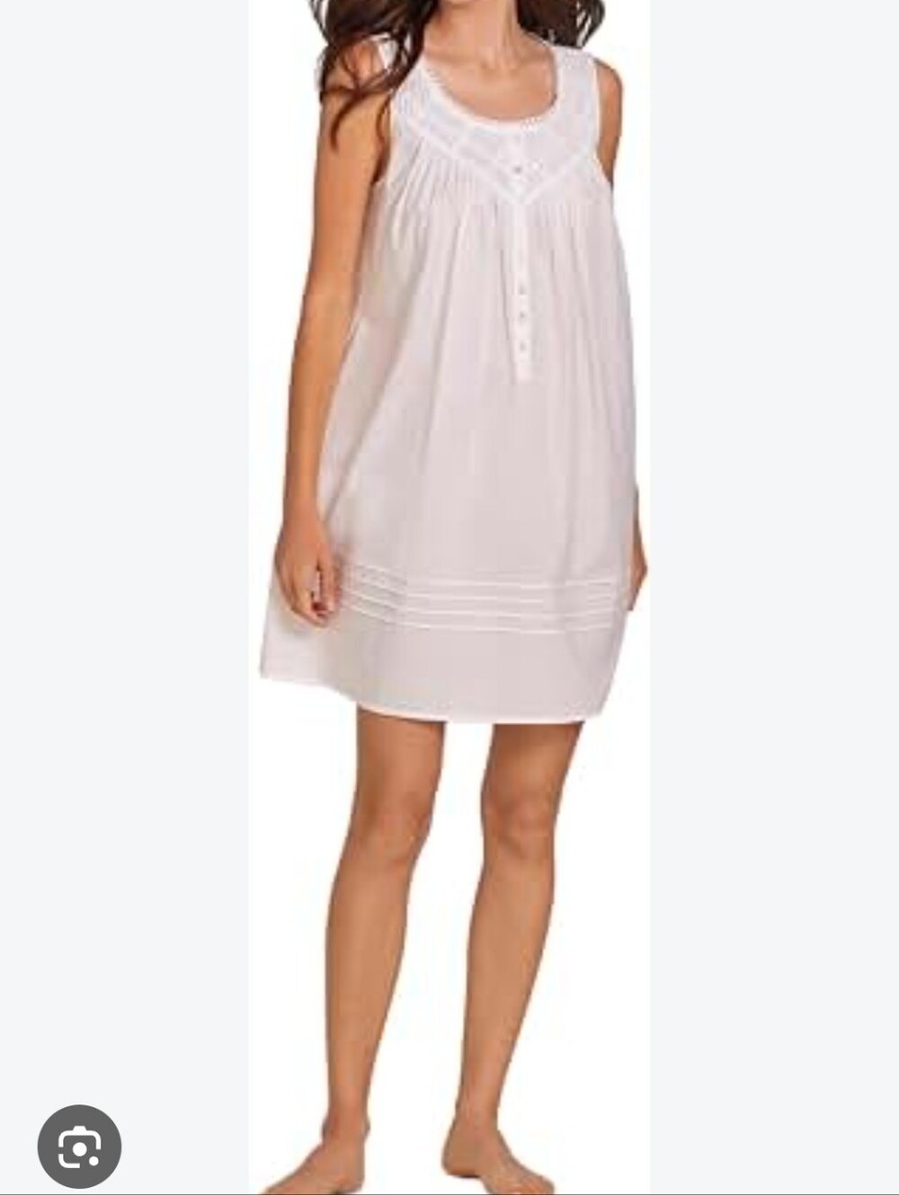 Eileen West White Cotton Sleeveless Nightdress